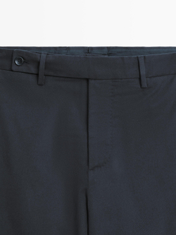 Massimo Dutti Брюки из смесовой хлопковой саржи, темно-синий