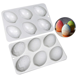 Форма силиконовая для пирожных «Яички с узором» 6 ячеек