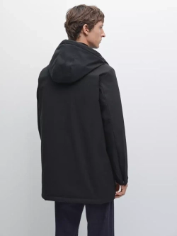 Massimo Dutti Непромокаемая парка из смесового пуха, темно-синий