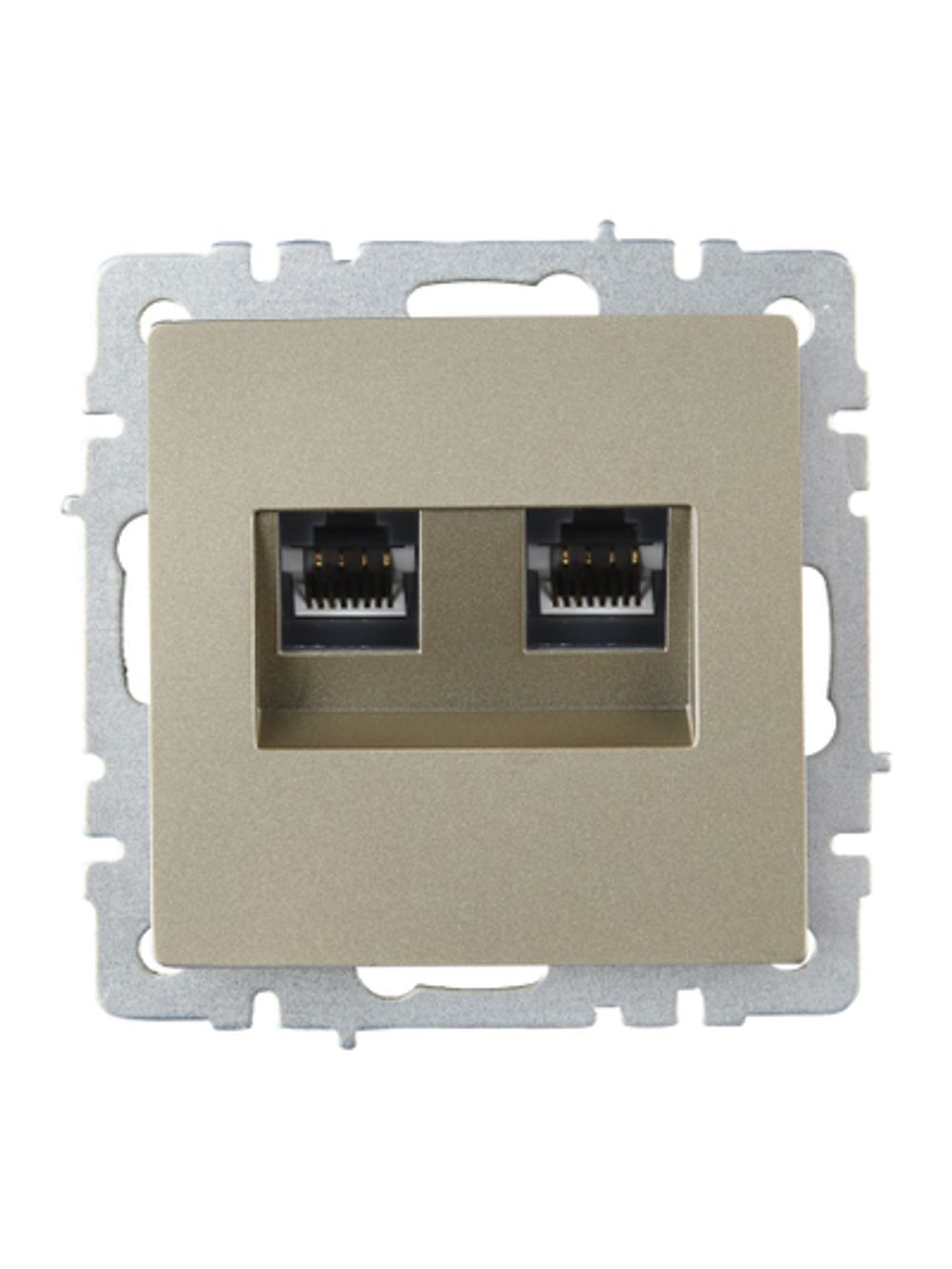 BRITE Розетка двойная RJ11+RJ45 кат.5E РК/Т12-БрШ шампань IEK