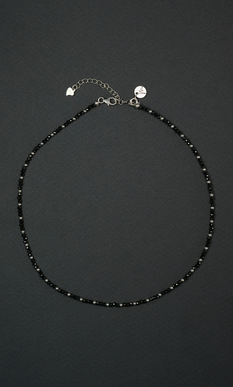 Чокер "Memo about Health" из шпинели с серебряными бусинами с удлинителем 33-38 см