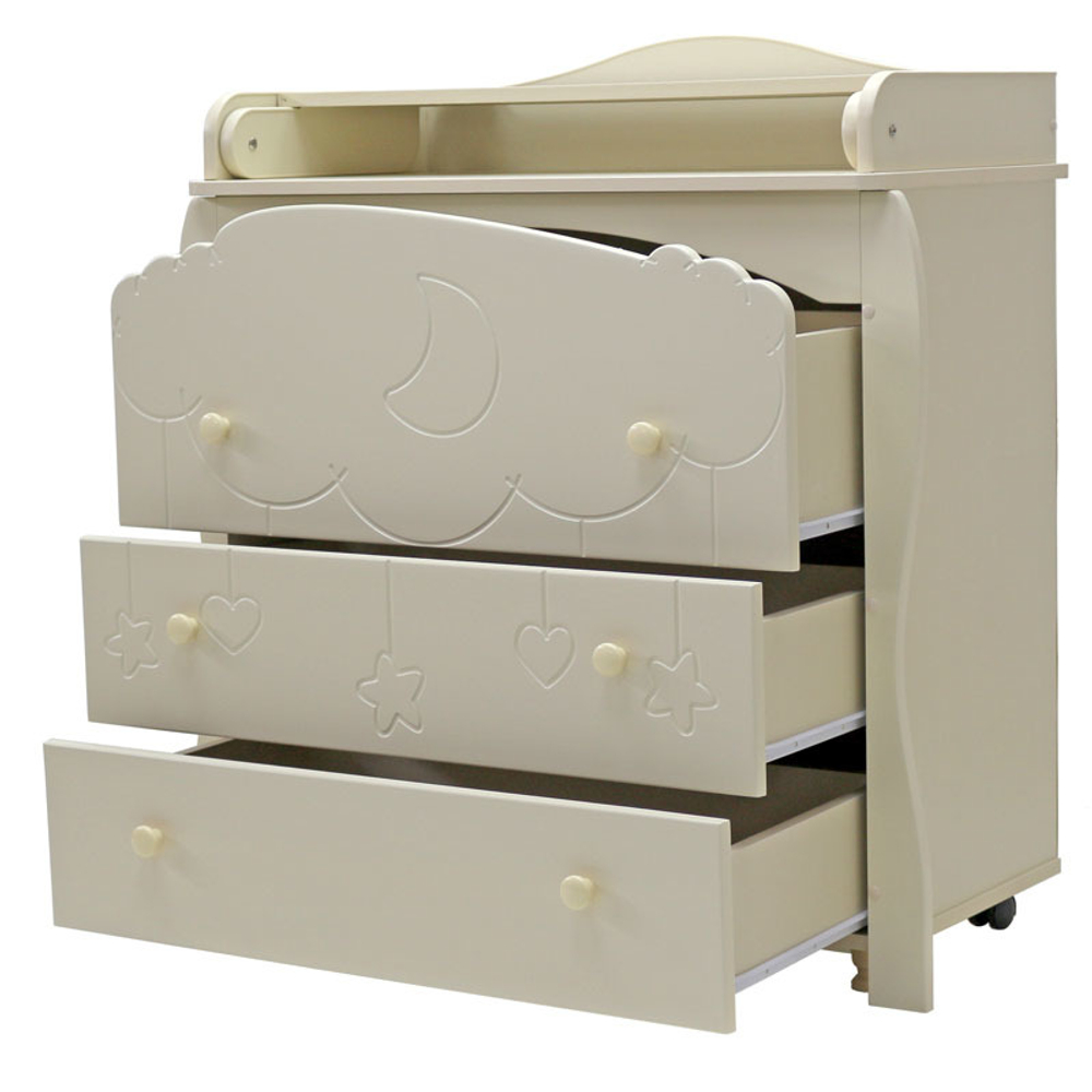 Комод "Софья" 3 ящика (арт.81) МДФ эмаль 800/3 (облака) (слоновая кость)