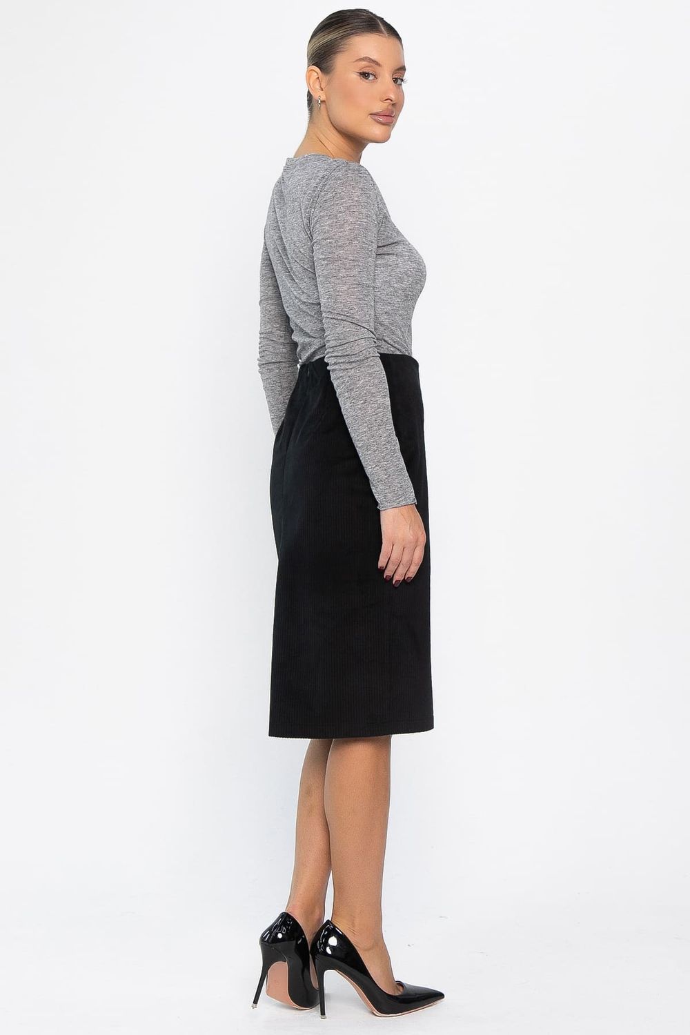 Юбка вельветовая Жасмин (черная) Ю14441-25М LT Collection