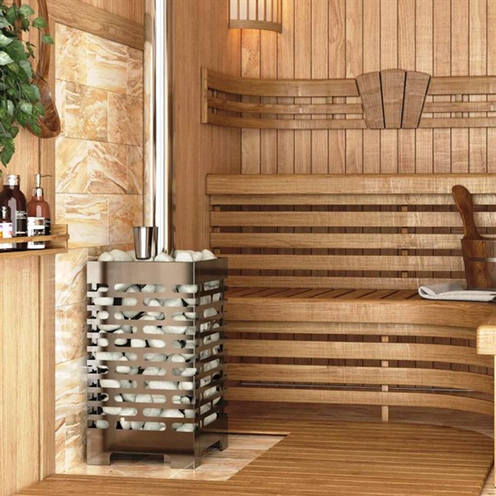 Печь для бани ASTON 16 INOX с баком на трубе 50л Ø115 (AISI 439)