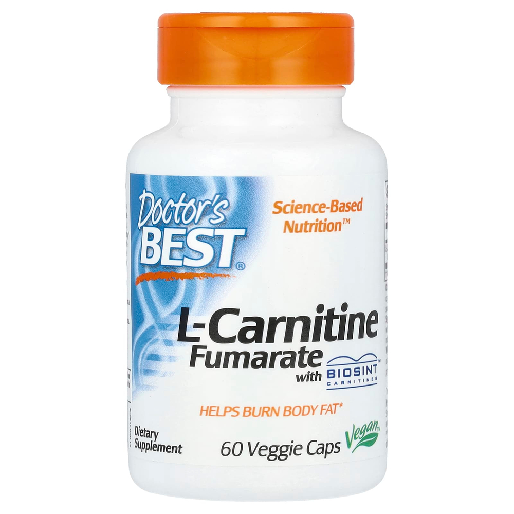 Doctor's Best, фумарат L-карнитина с Biosint Carnitine, 60 растительных капсул (500 мг в 1 растительной капсуле)