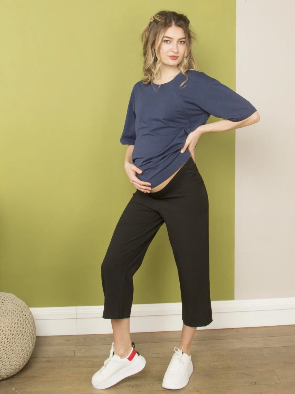 Брюки кюлоты для беременных 3349 т.синий
