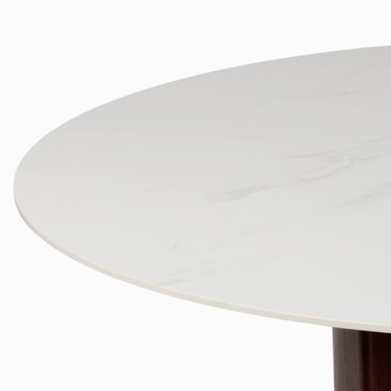 Круглый обеденный стол Addy диаметр 120 деревянная ножка и каменная столешница