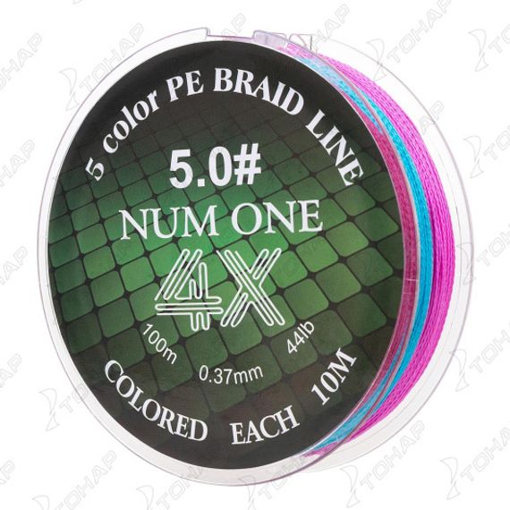 Шнур NUM ONE PE4X-100M 5.0#/0,370 mm Multi Colour Ryobi
