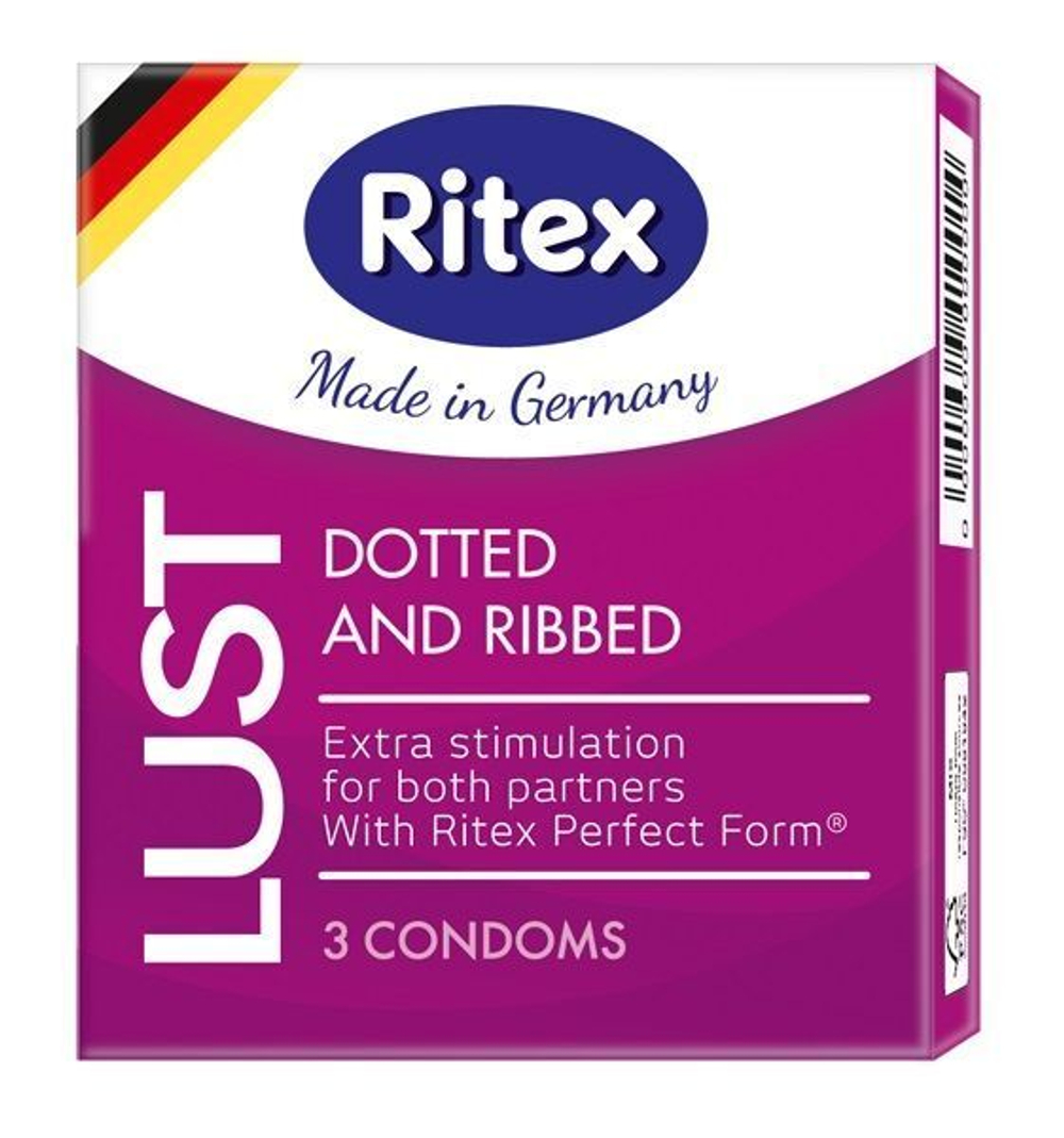 Рифленые презервативы RITEX LUST с пупырышками - 3 шт.