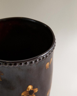 ZARA HOME СТАКАН ДЛЯ ЗУБНЫХ ЩЕТОК С ЦВЕТОЧНЫМ УЗОРОМ, КОРИЧНЕВЫЙ