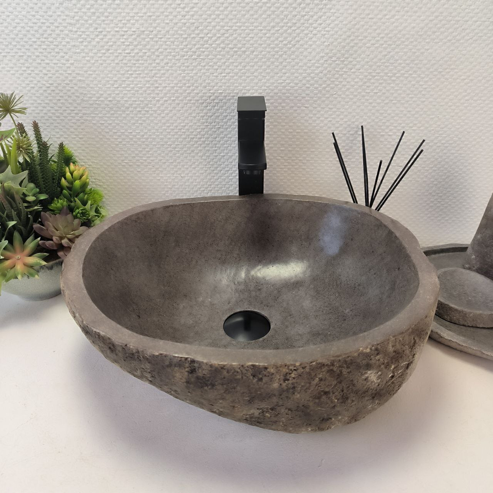 Каменная раковина из речного камня RS-63469 (46*40*15) 0122