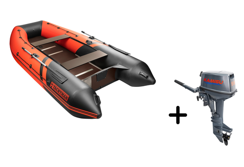 YACHTMAN-360 СК красный-черный + KAMISU T 9.8 BMS (комплект лодка + мотор)