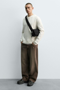 ZARA СТЕГАНАЯ НЕЙЛОНОВАЯ СУМКА, ЧЕРНЫЙ