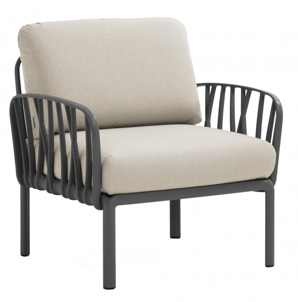 Кресло пластиковое с подушками Nardi Komodo Poltrona, антрацит, панама