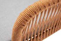 "Лион" стул плетеный из роупа, каркас из стали светло-серый (RAL7035) муар, роуп оранжевый меланж круглый, ткань светло-серая