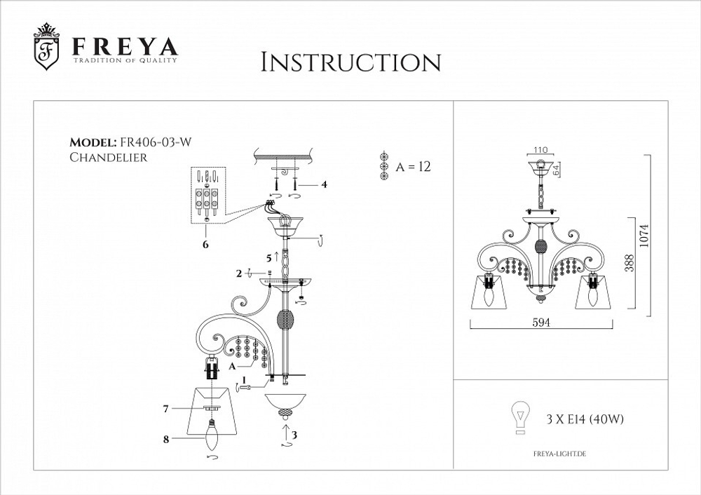 Подвесная люстра Freya FR2406-PL-03-WG