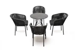 "Конте" обеденная группа на 4 персоны, круглый стол, цвет "серый гранит"