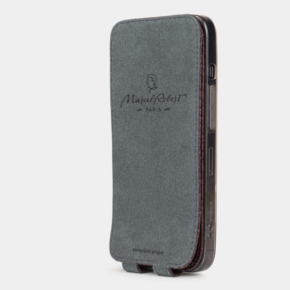 Чехол для iPhone 13 Pro из кожи ящерицы, бордового цвета