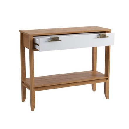 Консоль «Бридж» 1 ящик и полка браун/белый лак