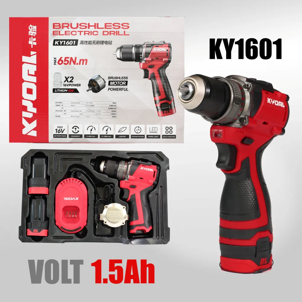 KYOAL Дрель-шуруповерт, 16 В, 65 Нм, 2 АКБ
