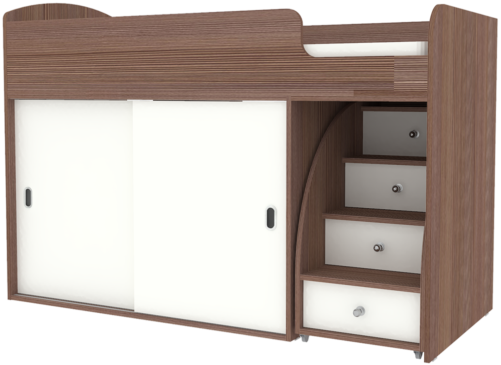 Кровать-чердак КарИВи Малыш Купе Бодего Темный Белый