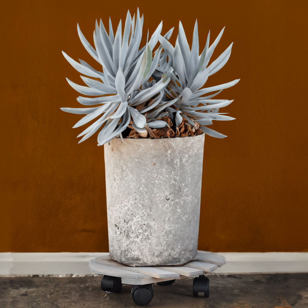 Подставка для цветов напольная на колесиках Флорэль деревянная круглая серая