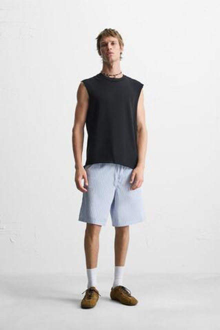 ZARA ФУТБОЛКА АСИММЕТРИЧНОГО КРОЯ, ЧЕРНЫЙ