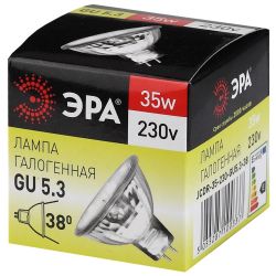 Лампа галогенная ЭРА GU5.3-JCDR (MR16)-35W-230V-CL GU5.3 35Вт софит теплый белый свет | Лампы галогенные Точечные (MR, PAR)