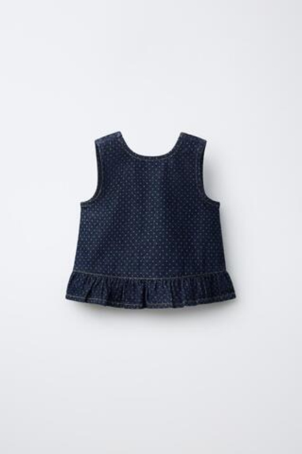 ZARA ТОП В ГОРОШЕК, СИНИЙ