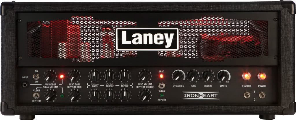 LANEY IRT60H гитарный ламповый усилитель, голова, 60 Вт. Лампы: 4xECC83, 2x6L6. Выход для 4, 8 или 16-омного кабинета. Pre Boost, Clean, Rhythm & Lead. Габариты (В х Ш х Г): 271 x 678 x 288 мм. Вес: 16.5 кг.