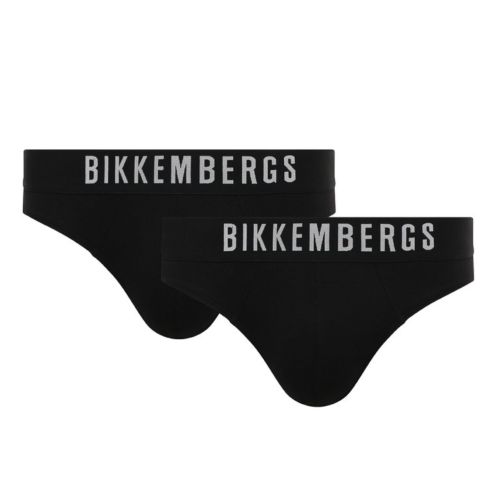 Мужские трусы брифы черные набор 2 в 1 Bikkembergs ELEGANCE BKK1USP10BI/2