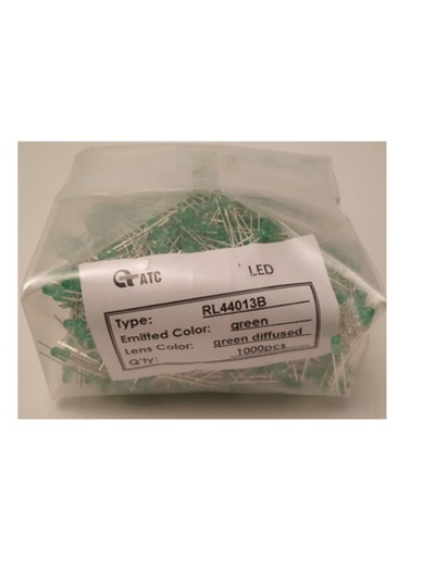 1000 шт./ Светодиод 3mm зеленый RL44013B зеленая матовая колба