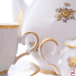 Кофейный сервиз мокка Queen's Crown Золотая роза на 6 персон 15 предметов