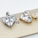 Подвеска Сердце, цвет серебро (родий)+прозрачный, размер 14*14 мм, цена за 1 шт