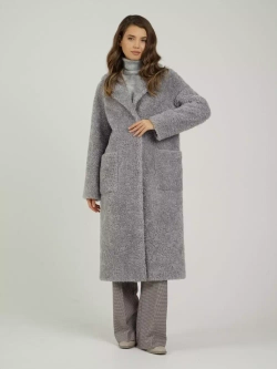 Шуба женская чебурашка тедди пальто из шерсти мериноса, серый, SilverFox