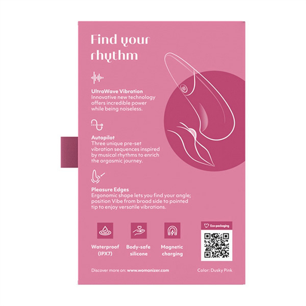 Темно-розовый клиторальный вибратор 14,2см Womanizer Vibe Rose WZFS1SG3