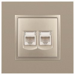 Розетка ЭРА Elegance 14-3108-04 информационная двойная 2хRJ45 IP20 шампань
