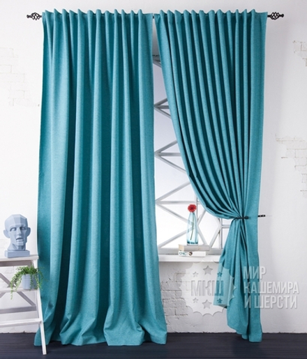 Комплект штор: ИБИЦА (арт. BL01-217-02) - (140х270)х2 см. - (Возможна высота 250 см.) - бирюзовые