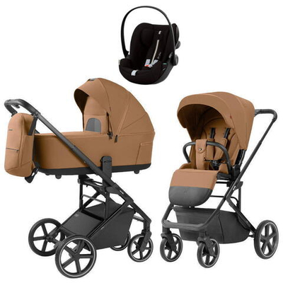 Коляска Carrello Alfa CRL-6522 2025 Cybex Cloud G i-Size Moon Black Plus 3 в 1 Honey Beige