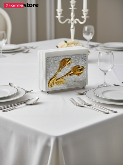 Салфетница из нержавеющей стали с декором, 13х10 см