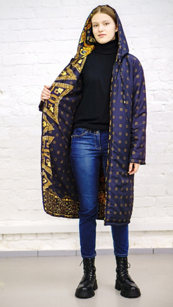 Двустороннее пальто-парка "Византия", по мотивам русского золотного шитья в церковных одеяниях