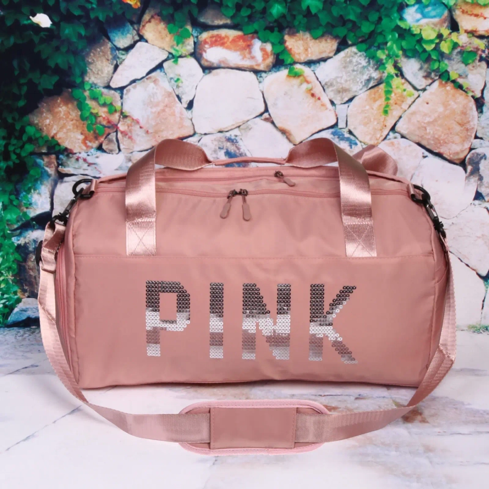 Сумка спортивная «Sport Pink»,водонепроницаемый отдел + 2 кармана+отдел под обувь, цвет пудровый, 42*24*18 см