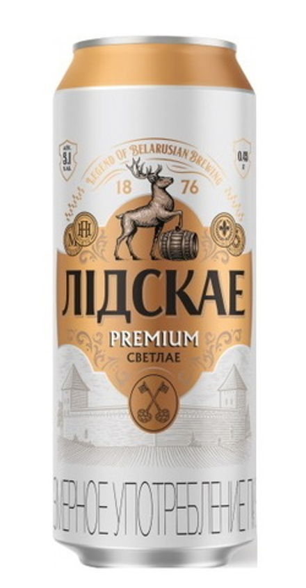 Пиво "ЛІДСКАЕ Premium" светлое 0,45л. ж/б