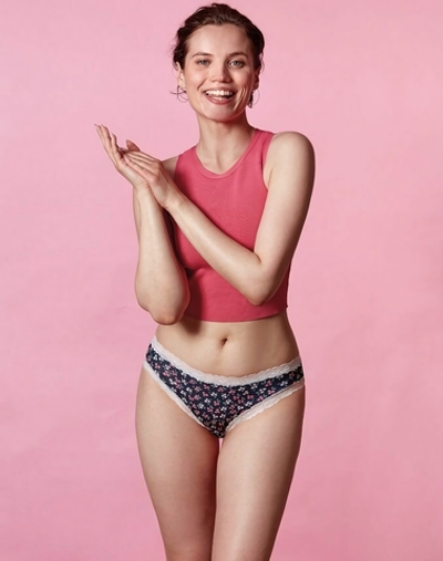 Набор из 2 трусиков-слипов Coquettes Haru - бежевых и синих в цветочек (Размер: M) (Цвет: разноцветный)