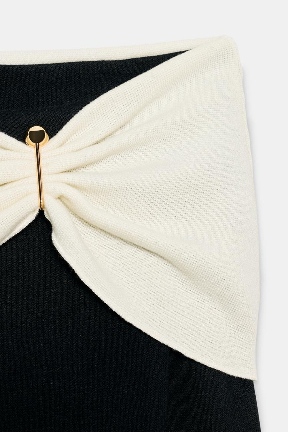 ZARA ТОП ИЗ МЯГКОЙ ТКАНИ С ПРЯЖКОЙ, ЧЕРНЫЙ/ЭКРЮ