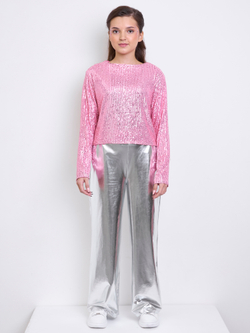 Костюм брючный праздничный с пайетками для девочки розовый