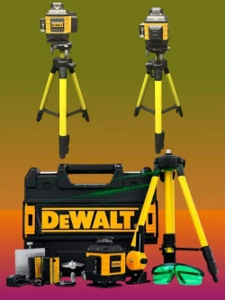 Лазерный уровень / нивелир 4х360 Dewalt с аксессуарами в сумке, зеленый луч 16 линий 4D