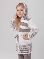 Кардиган вязаный на молнии с капюшоном для девочки