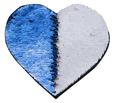 Патч с Пайетками самоклейка Сердце 19x22см (ТемноСиний/Белый)