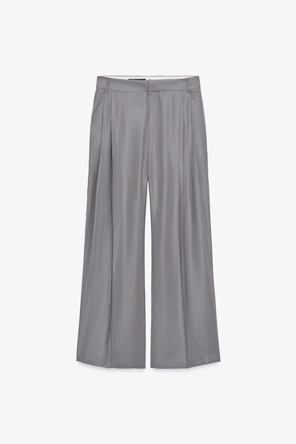 ZARA БРЮКИ С ДВОЙНЫМИ ЗАЩИПАМИ И КЛАПАНАМИ, ТЕМНО-СЕРЫЙ